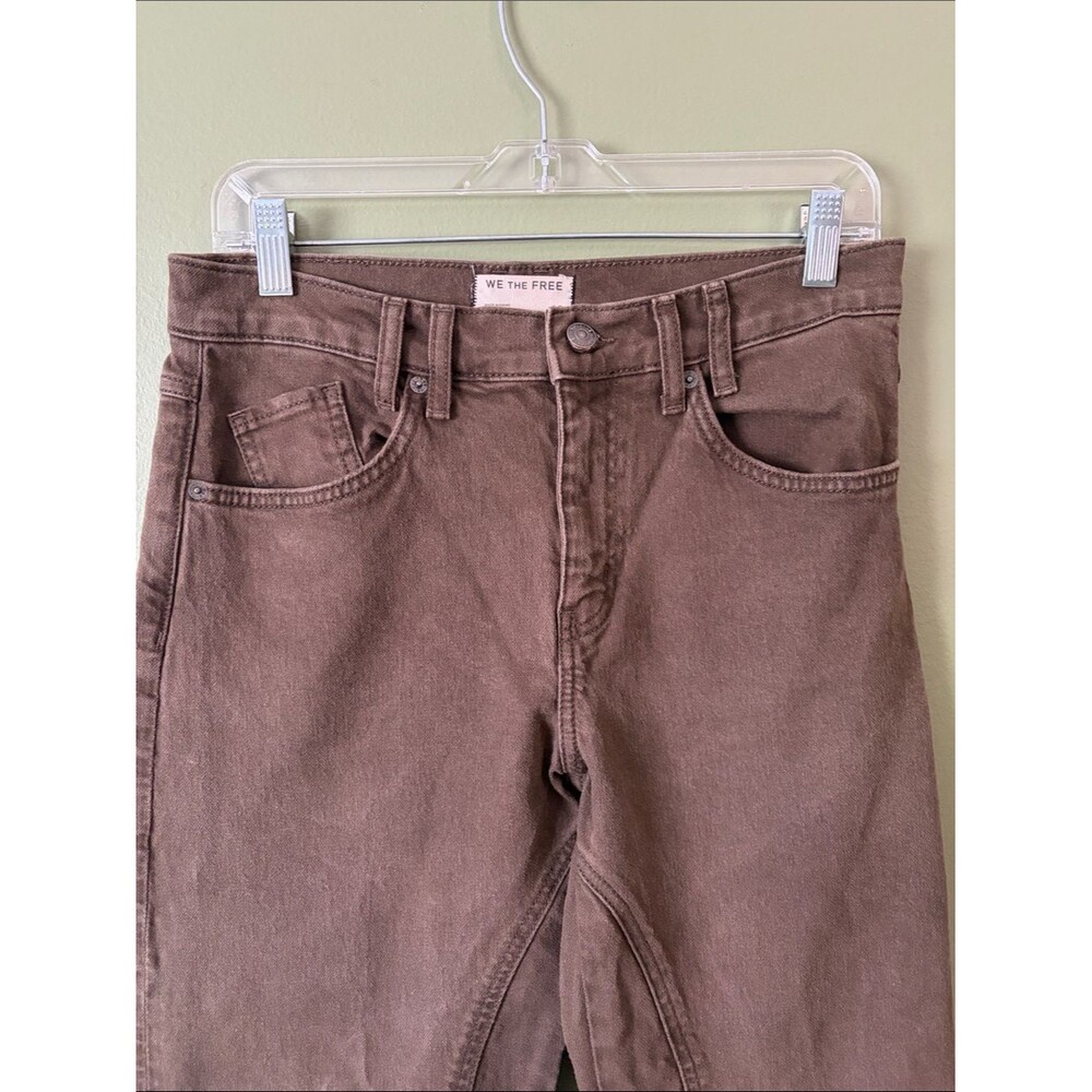 We The Free Risk Taker Straight Pant In Workwear Brown Jeans Raw Hem Sz 28 - Picture 4 of 11